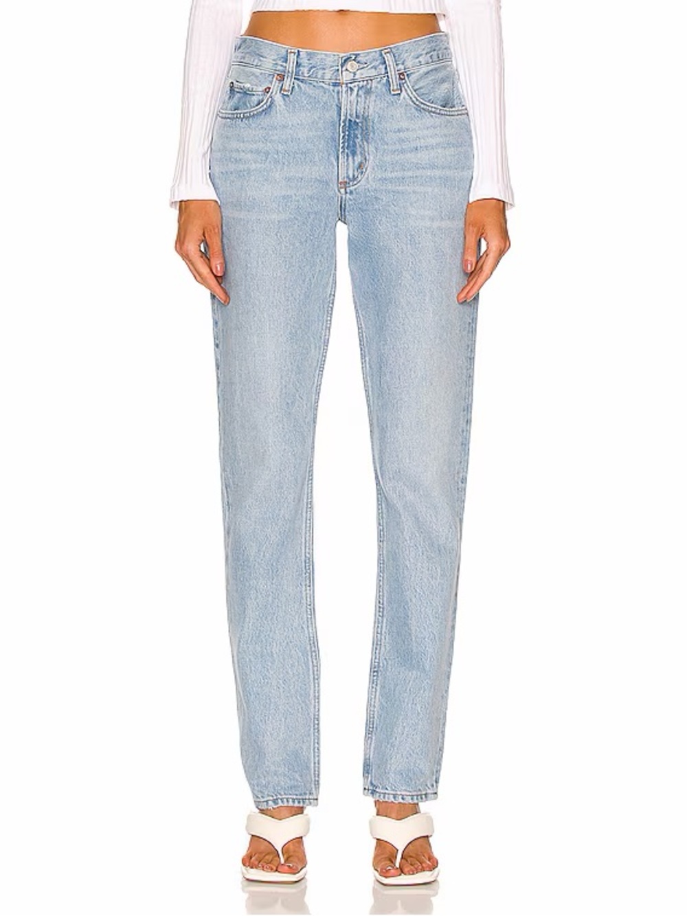 Agolde Lyle Light Blue Boyfriend Jeans - High Rise Relaxed Fit